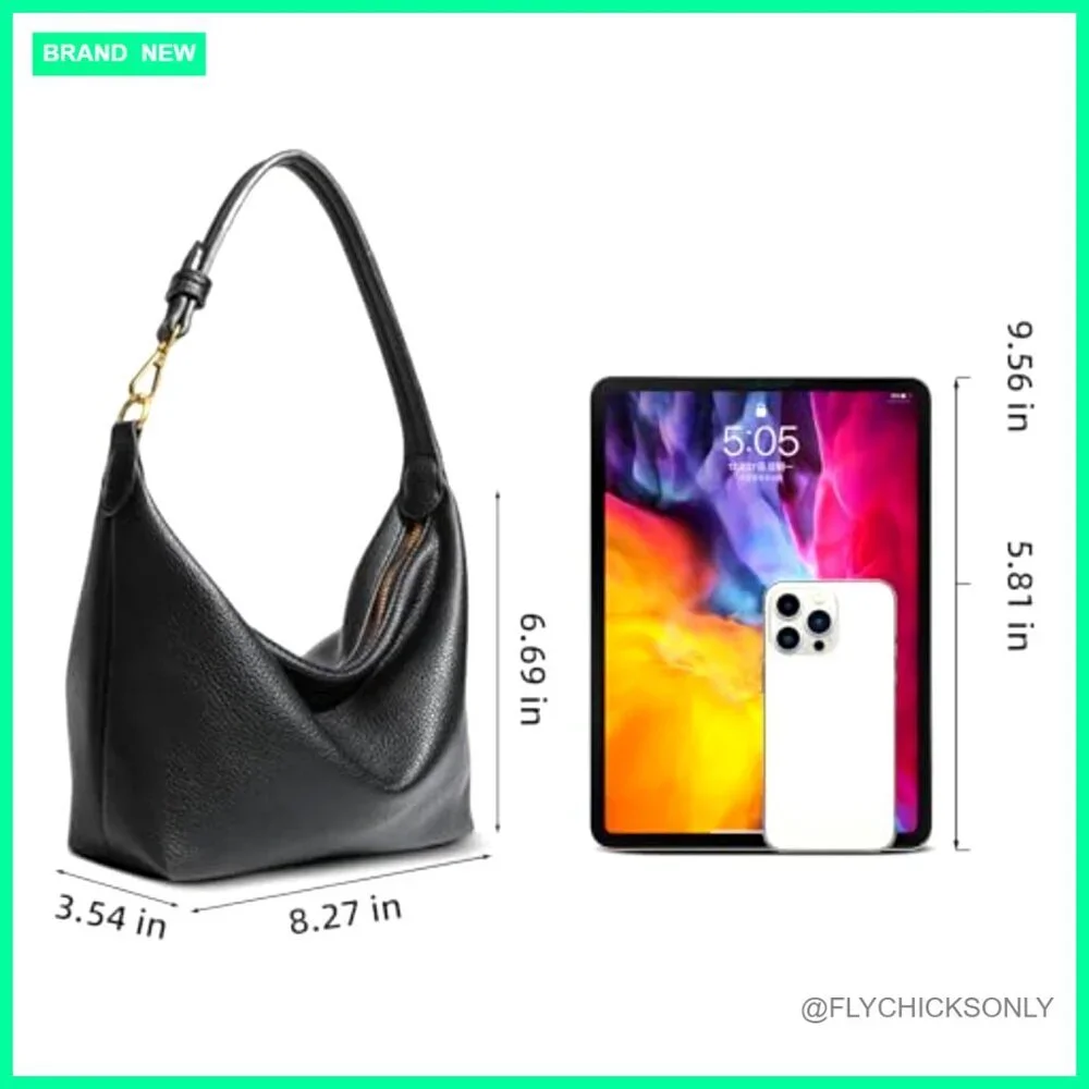 Small Hobo Bag Soft PU Leather Shoulder Purse Slouchy Everyday Handbag